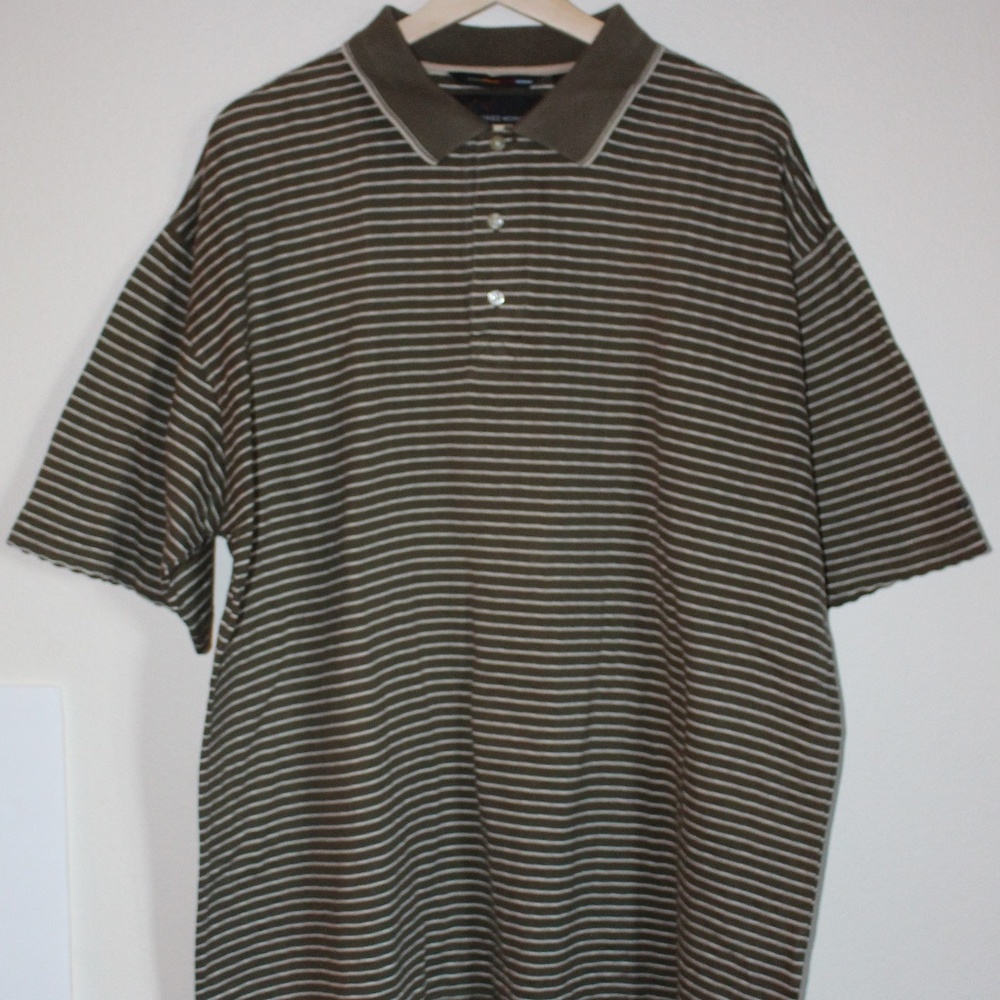 Greg Norman Polo Brown/ White Stripes - L